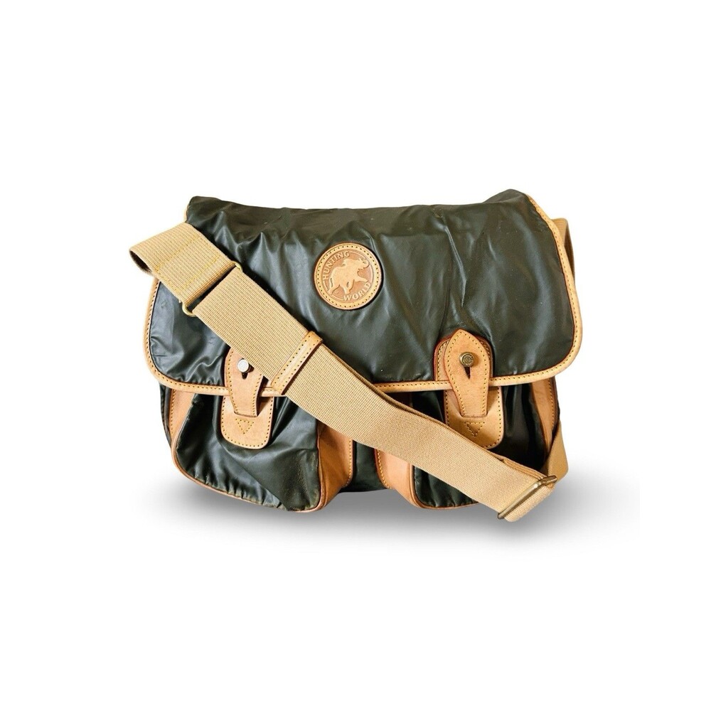 HUNTING WORLD - Khaki Beige Bateau Cloth Leather Canvas messenger Shoulder Bag